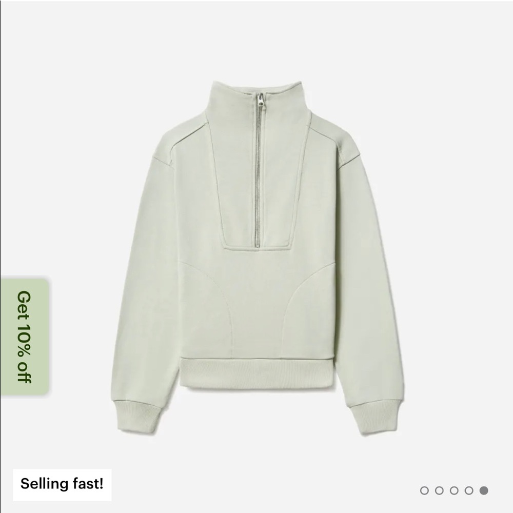 Everlane Track Half Zip pullover in sage green